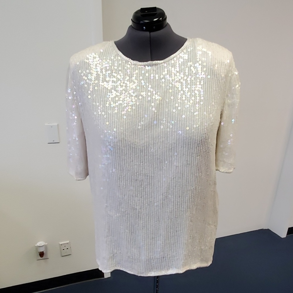 White Sequin Top